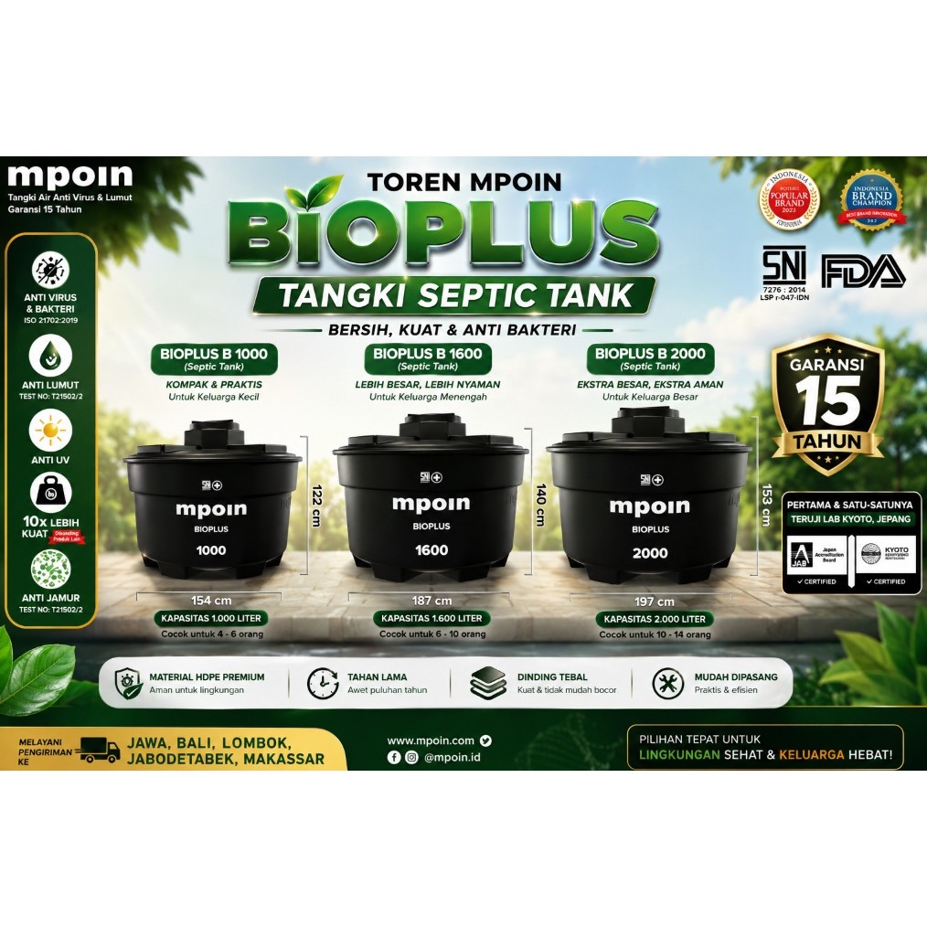 Toren Mpoin Bioplus B 2000 (Tangki Septic Tank) , Bioplus B 1000 (Tangki Septic Tank), Bioplus B 160