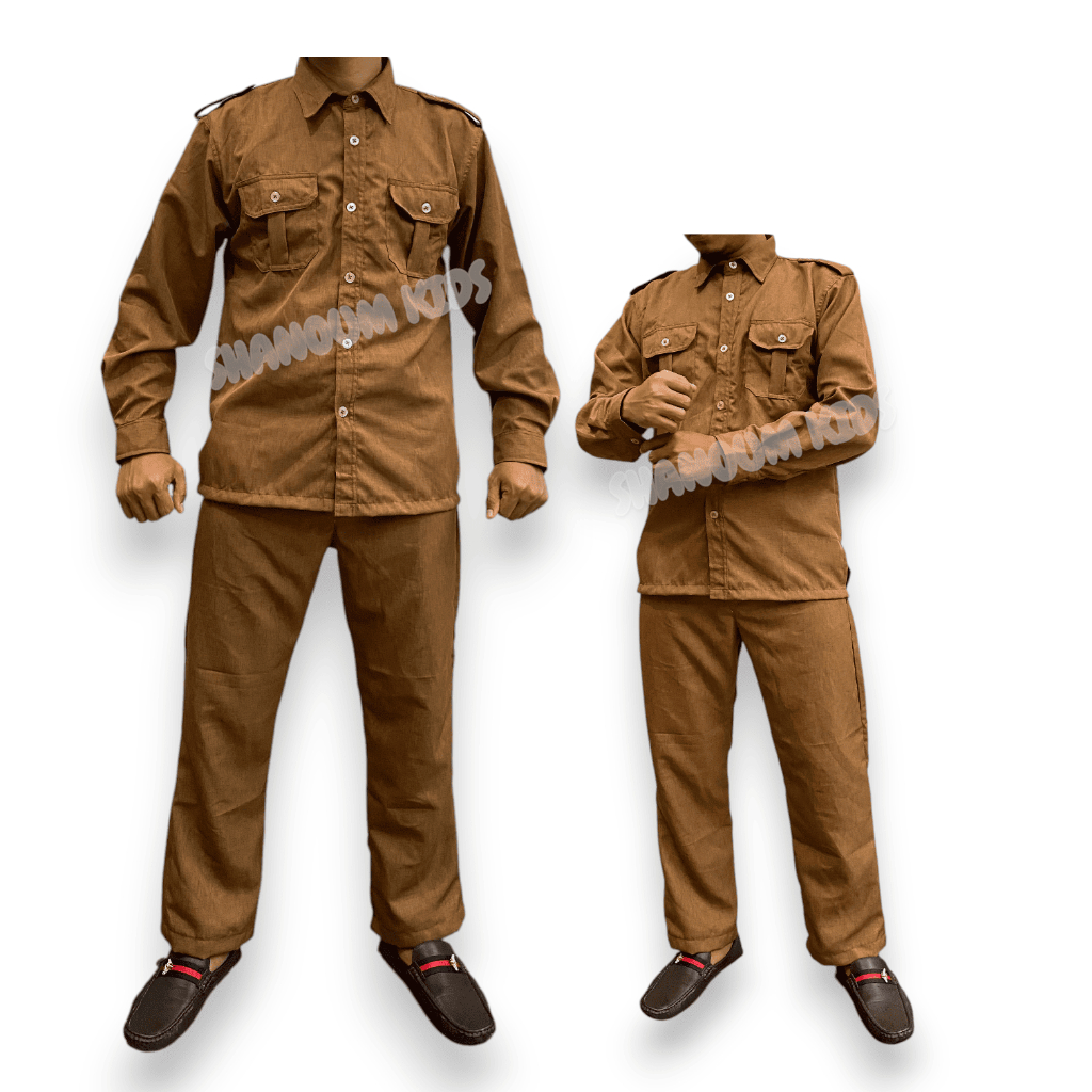 Baju PNS PANJANG | Setelan PNS Coklat | Seragam Pegawai Sipil Negara | Seragam Guru