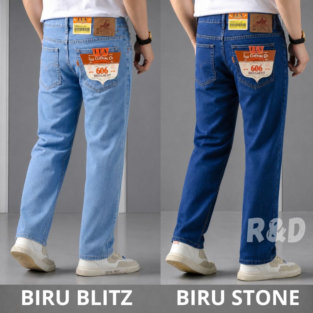 Celana Jeans Panjang Pria LEA 606 Standar Reguler Basic Original Hight Quality Size 27 - 38