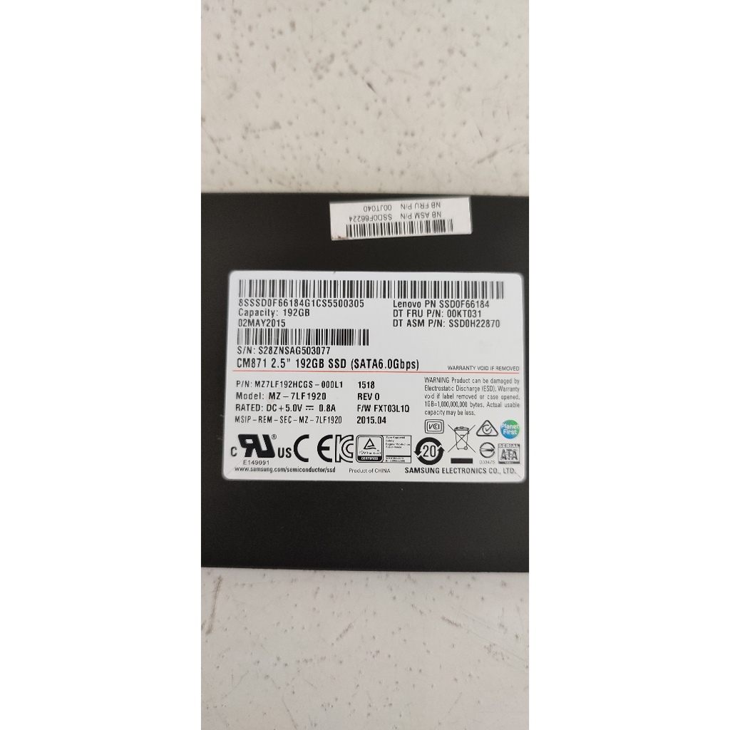 SSD SATA SAMSUNG 192gb bekas