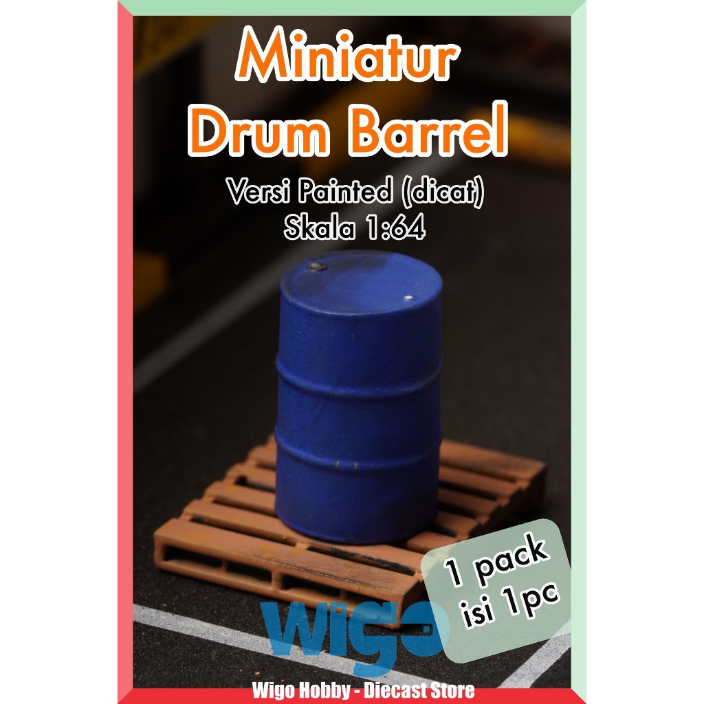 Miniatur Drum Barrel tong penampung oli isi 1 buah skala 1:64 bahan 3D print resin pelengkap aksesor