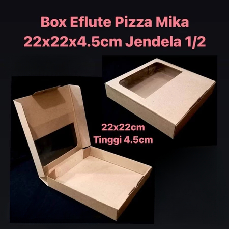 dus eflute pizza box mika jendela bahan tebal premium ukuran  22x22x4.5cm