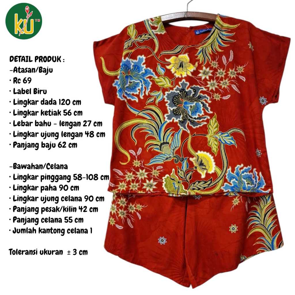 Kencana Ungu Setelan RC 69 PT Bunga Padi Label Biru KUB LD 120 Kantong Saku Celana Lengan Batwing
