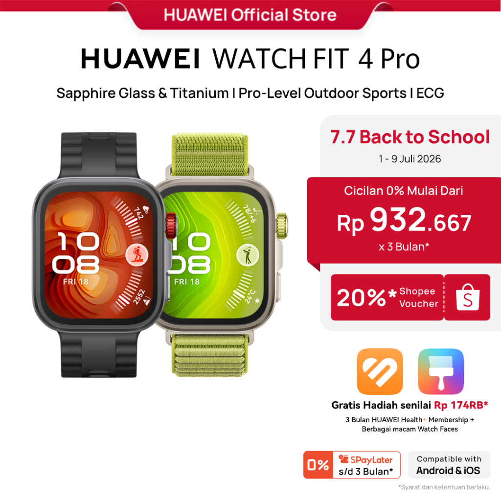 [7.7 Voucher s/d 20%] HUAWEI WATCH FIT 4 Pro | Sapphire Glass & Titanium | Pro-Level Outdoor Sports 