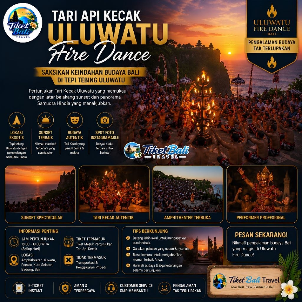 Tiket Tari Api Kecak Uluwatu Fire Dance Bali | E-Voucher Resmi | Fast Response