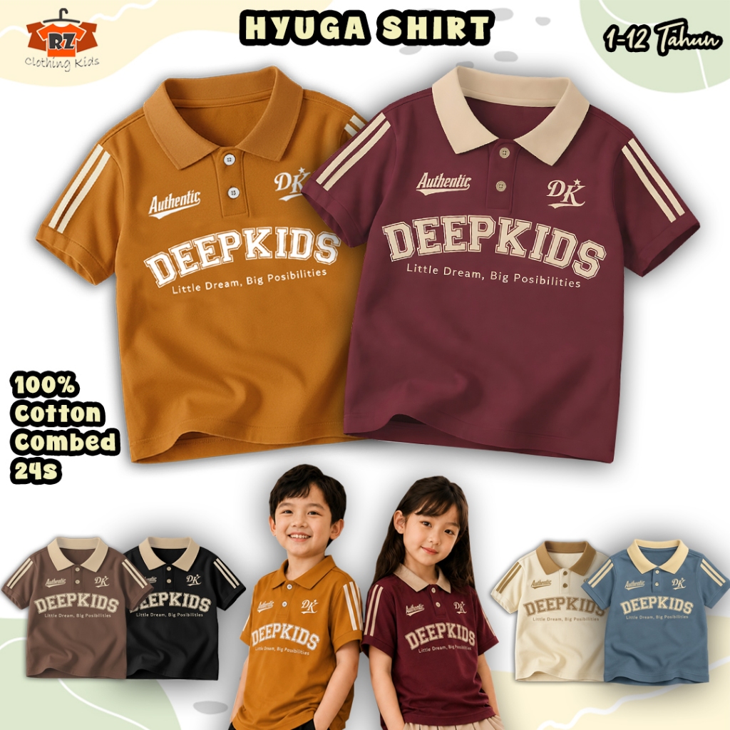 Baju Kaos Kerah Polo Bahan Cotton Combed 24s Usia 1 2 3 4 5 6 7 8 9 10 11 12 Tahun | Kaos Hyuga | An
