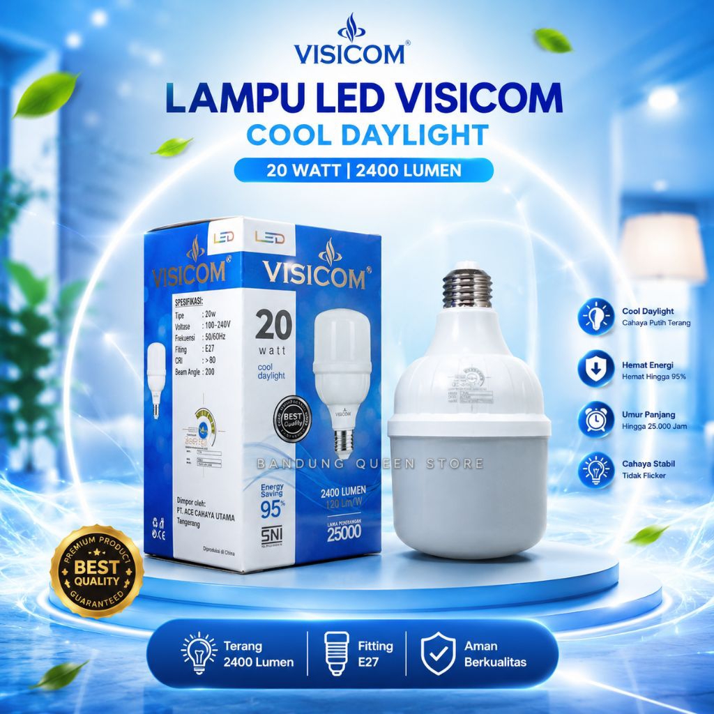 Lampu LED VISICOM 20 Watt T-bulb 6500K SNI