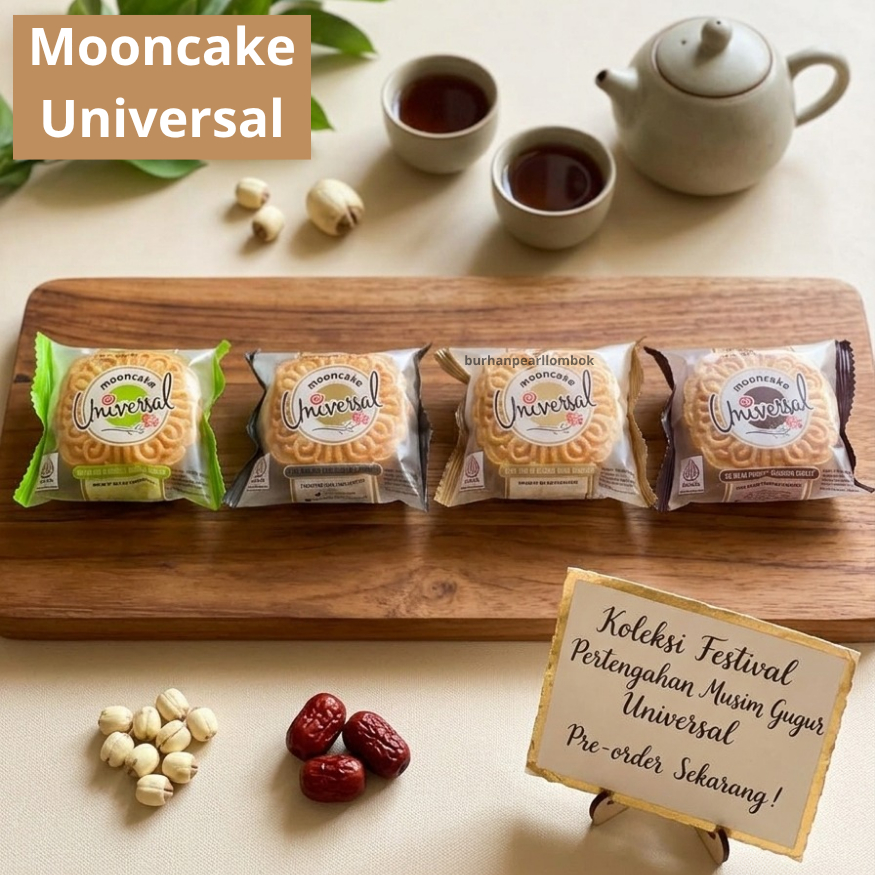 Universal Mooncake / Kue Bulan Halal - Satuan Isi Kacang Hijau