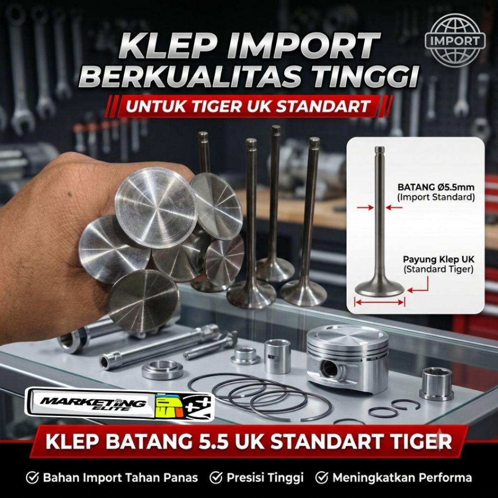 Klep Tiger import klep Tiger Megapro SUPER RINGAN Klep Tiger racing batang 5,5 PNP std tiger