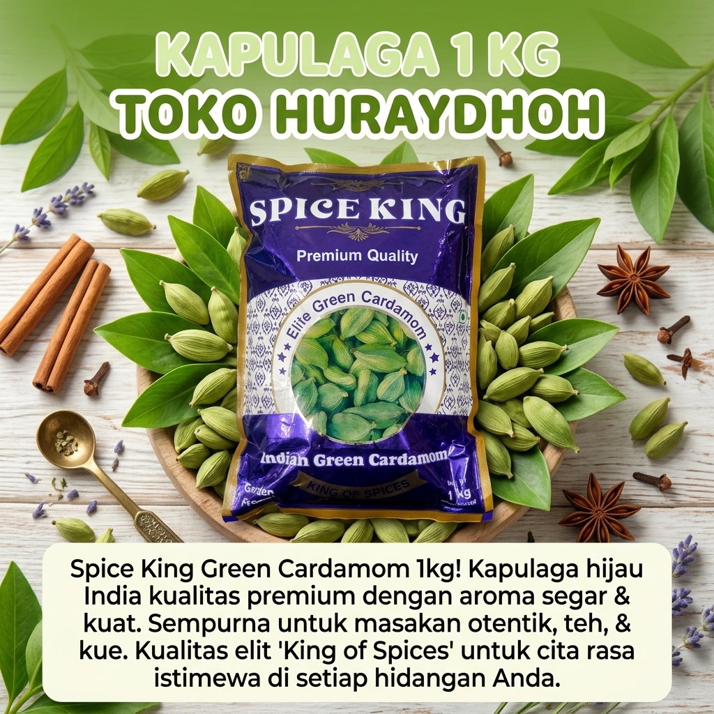 Kapulaga Hijau India Premium 1kg Spice King Original - Toko Huraydhoh Kapulaga Hijau India 1kg Spice