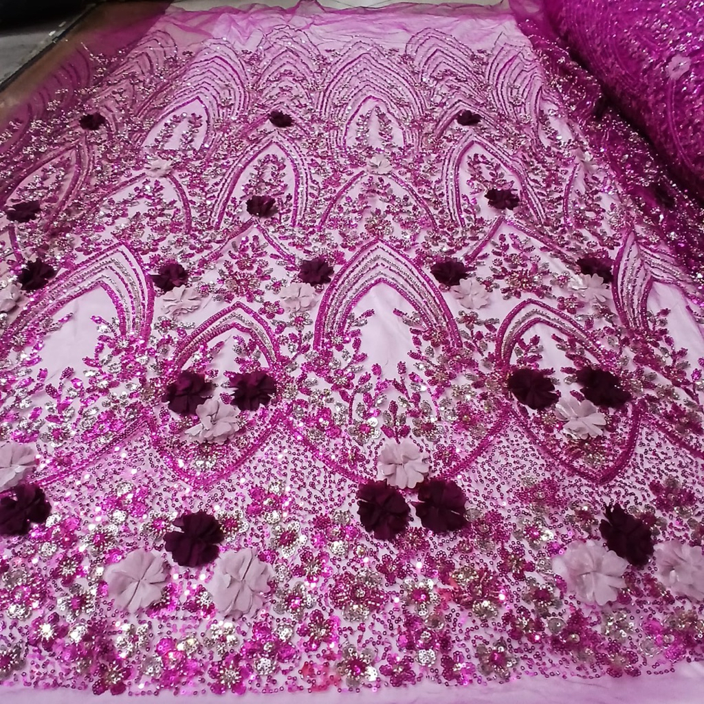 kain tulle payet full aksesoris korea / payet 3D / kain tulle payet 3D premium korea terbaru