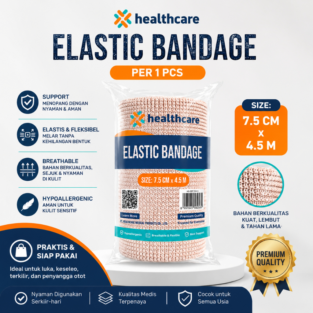 Perban Elastis Elastic Bandage Healthcare 7.5cm Verban Elastis Keseleo Cedera Olahraga Pembalut Tang