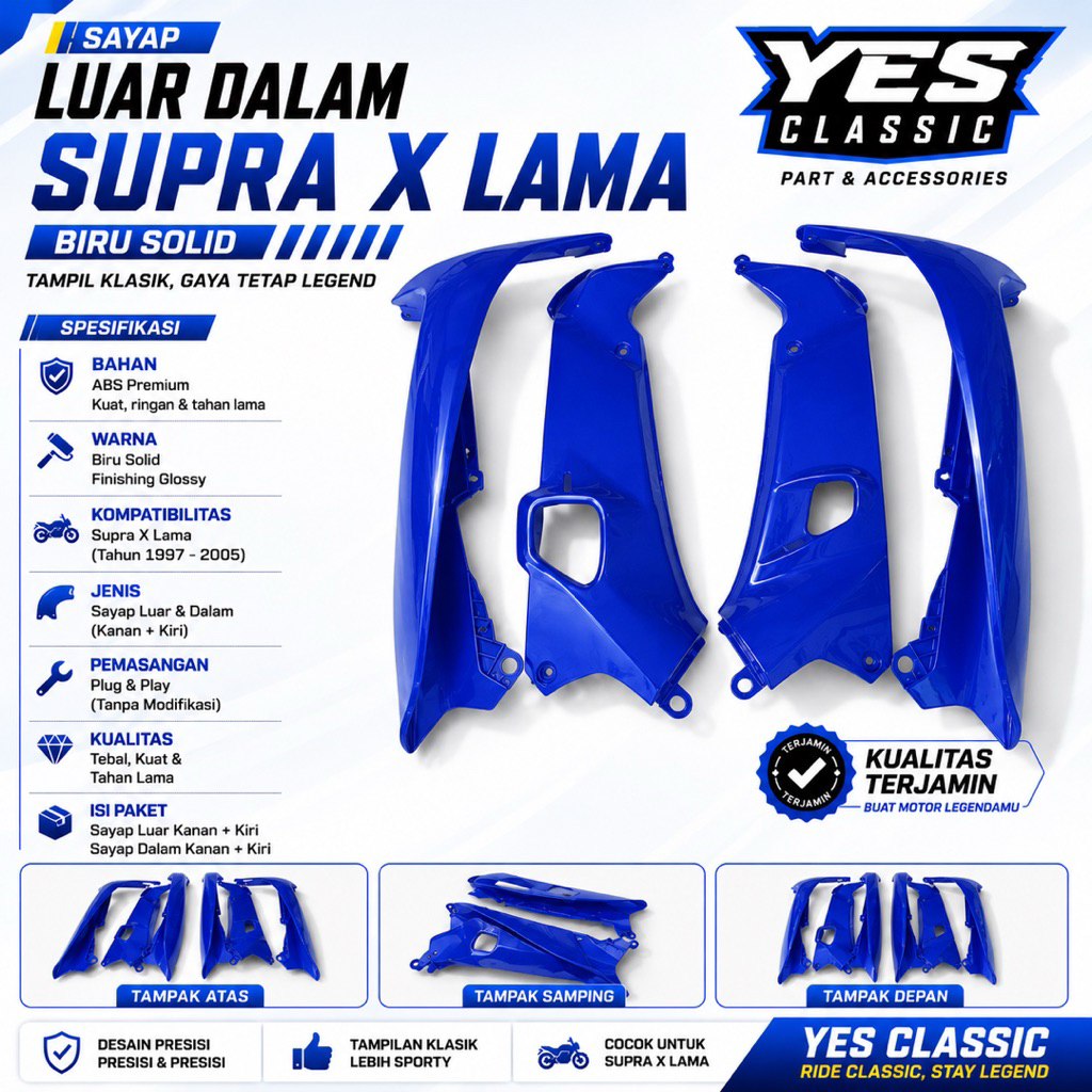 Sayap Luar Dalam Supra x Fit Lama Biru Original / Sayap Supra Fit Lama