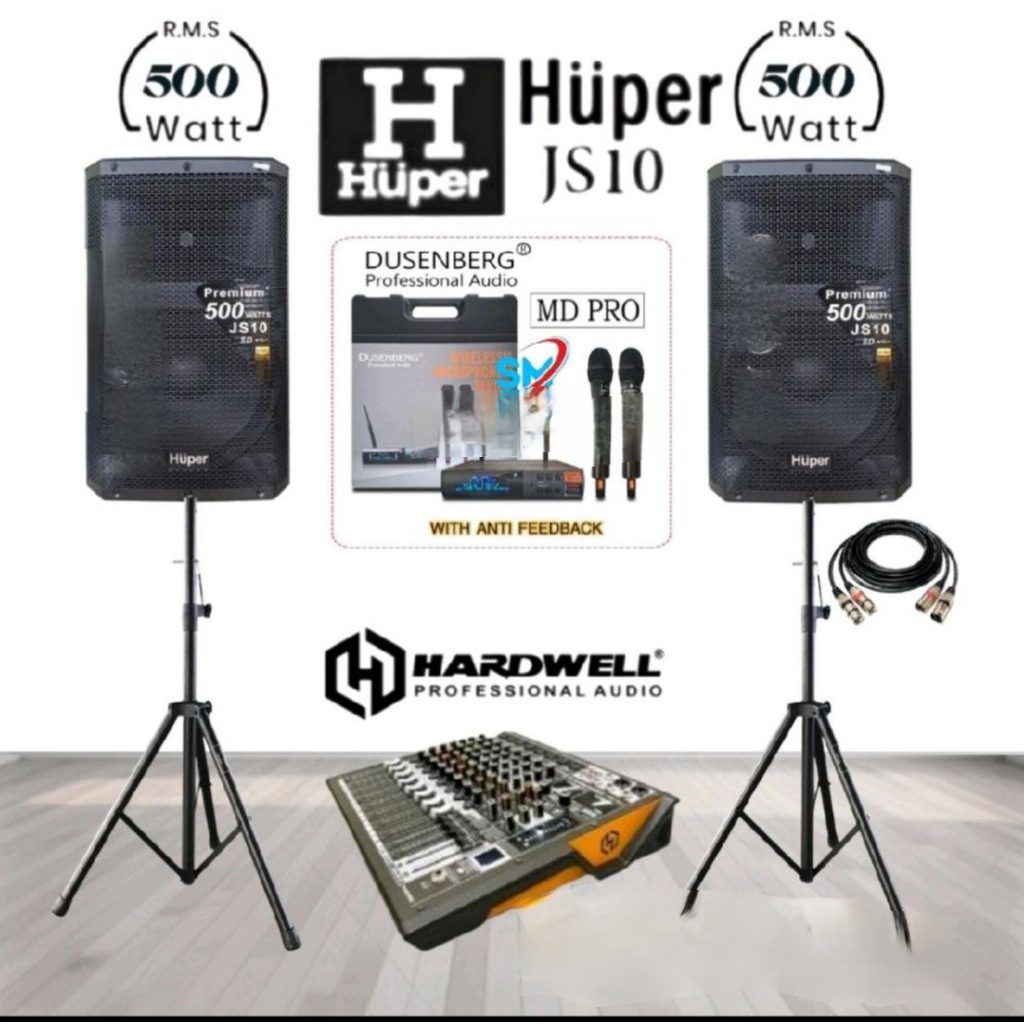 paket sound system karaoke speaker aktif hupper  JS10 original mixser hardwell pro FX8 bluetooth mic