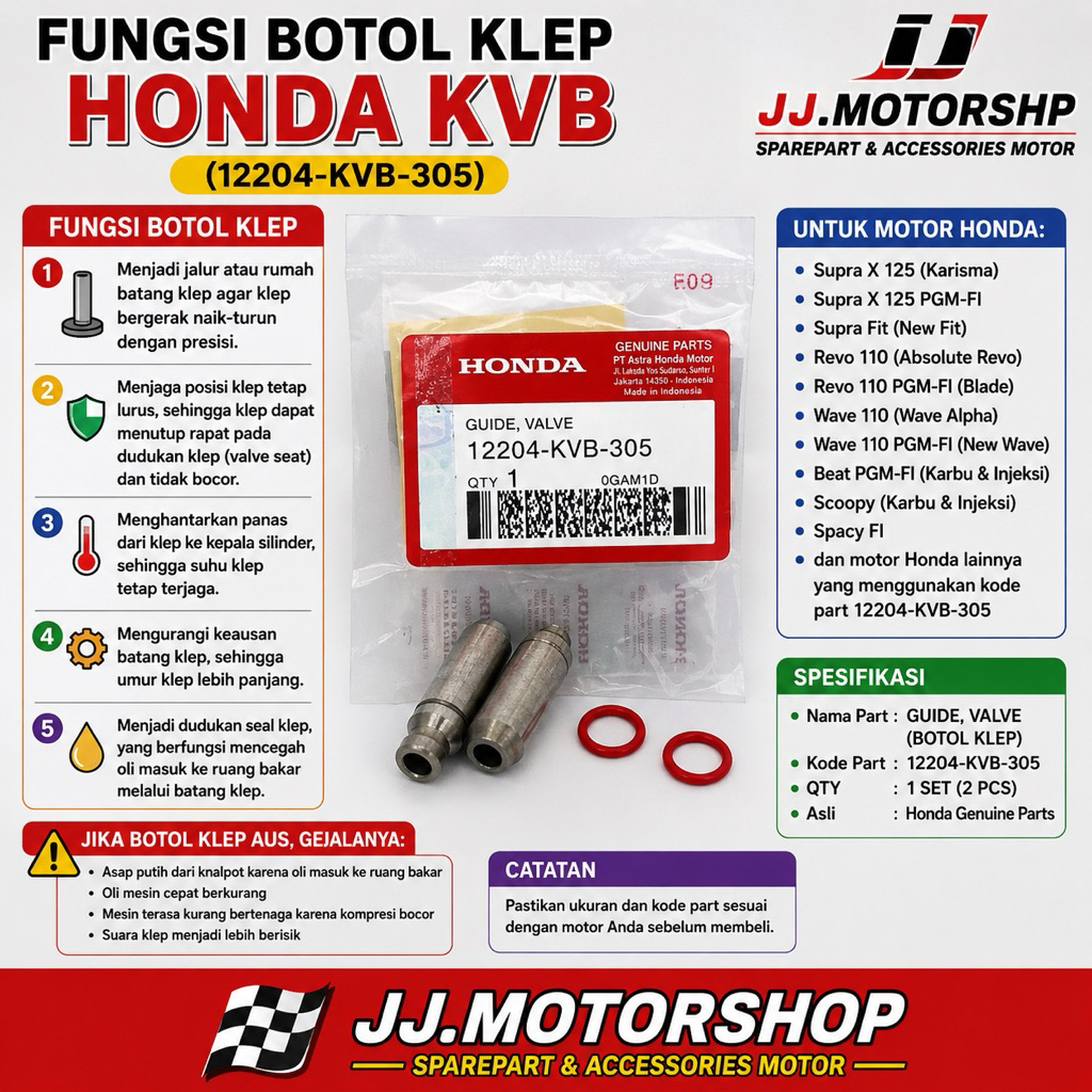 Botol Klep / Botol Bosh Klep ( Guide Valve) Honda 12204-KVB-305 Vario 110, Varik Karbu, Vario Lama/O