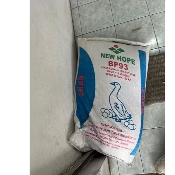 50kg New Hope Bp93 Pakan Bebek Petelur 1 Zak Pakan Itik Masa produksi Bp 93