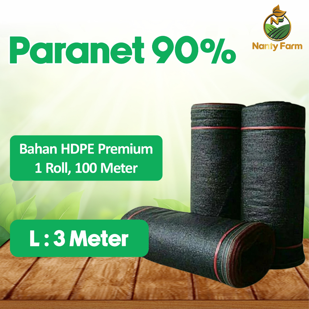 Paranet 90% Roll 100 Meter Lebar 3 Meter Grade A Jaring Paranet Sunshade - 1 Roll 100 Meter