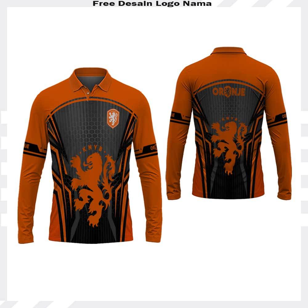 ATASAN POLO LENNGAN PANJANG JERSEY FANTASY BELANDA HOME FULLPRINTING