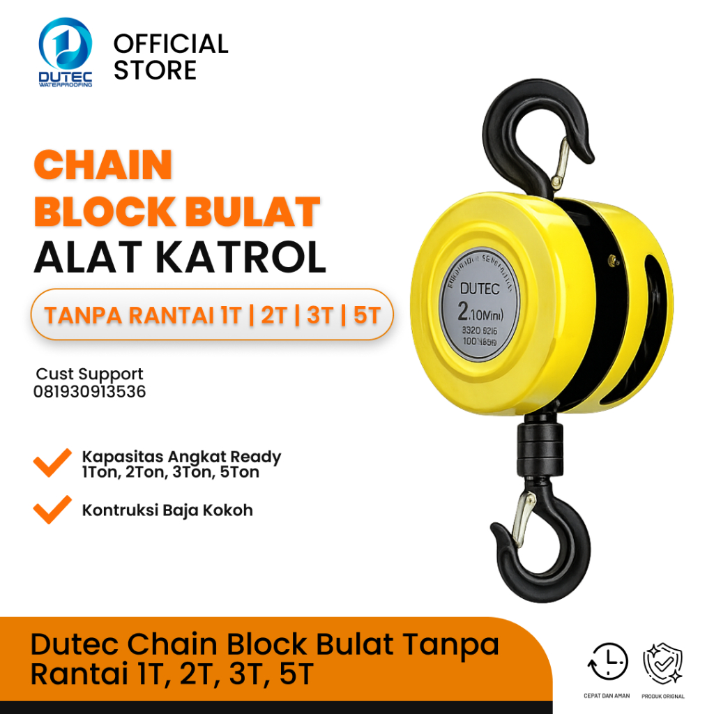 Chain Block Bulat Katrol Tanpa Rantai 1T/2T/3T/5T