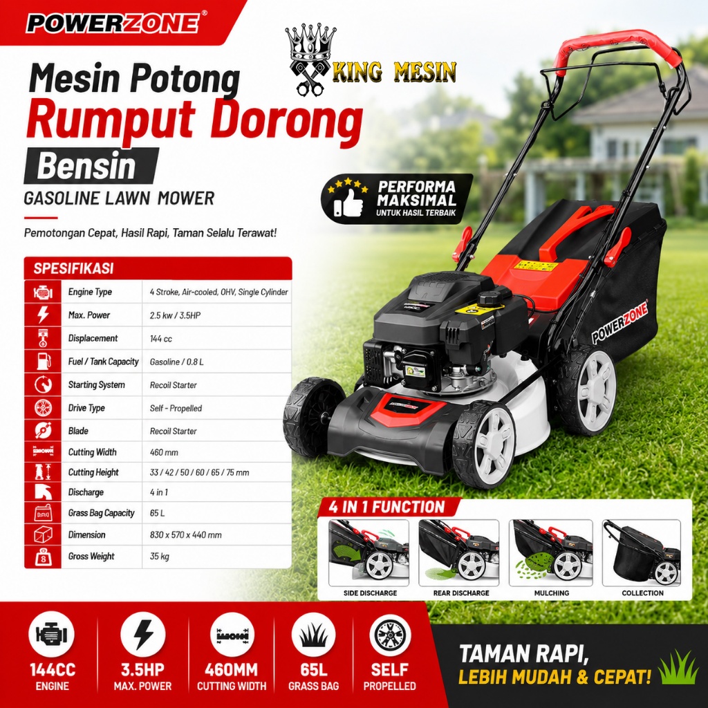MESIN POTONG RUMPUT DORONG BENSIN LAWN MOWER PGM 46R