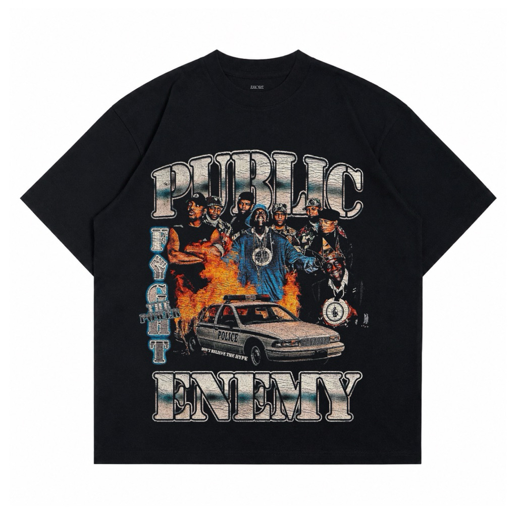 Amore - Public Enemy Fight Power Black T-Shirt Tee Unisex Pria Wanita.