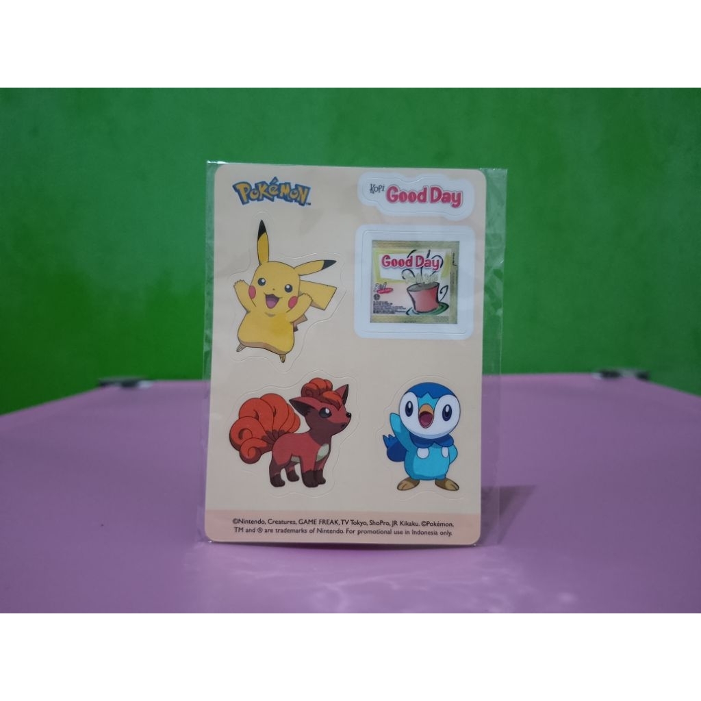 Stiker / Sticker GOOD DAY x POKEMON - PIKACHU x VULPIX x PIPLUP - Nintendo New Murah Retro Vintage R