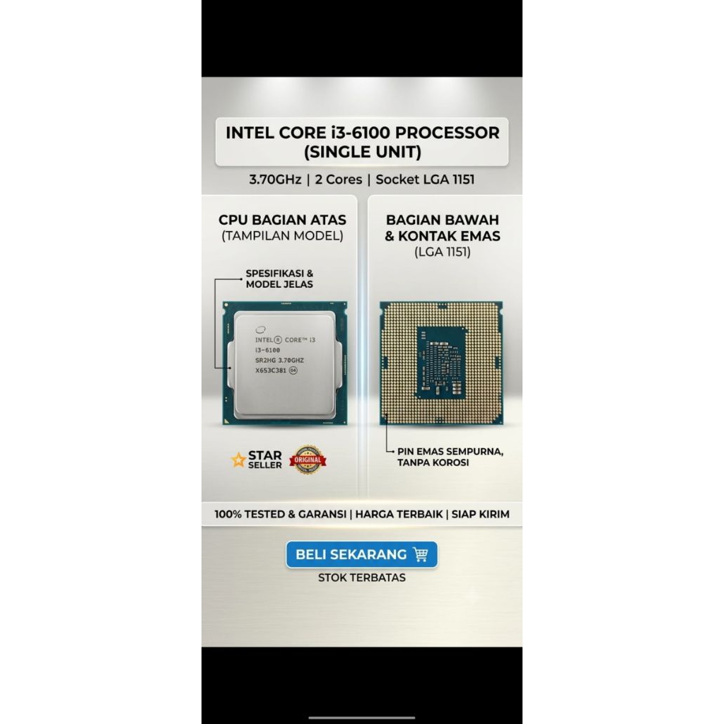 PROCCESOR INTEL I3 6100 / gen6