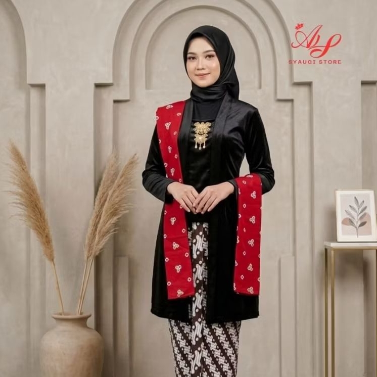 (Set) kebaya TUNIK bludru kutubaru ( ATASAN+ BAWAHAN + SELENDANG ) Wanita dewasa free selendang
