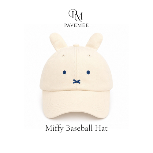 PAVEMÉÉ Miffy Baseball Hat | Miffy Cap | Topi Baseball | Baseball Cap | Topi Bunny | Rabbit Ear Cap 