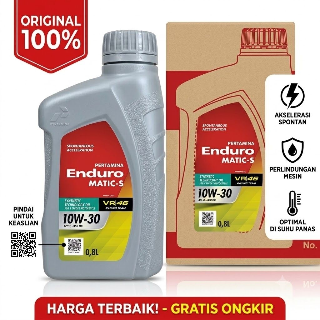PERTAMINA ENDURO MATIC S (800ML) Oli mesin motor matic - Original