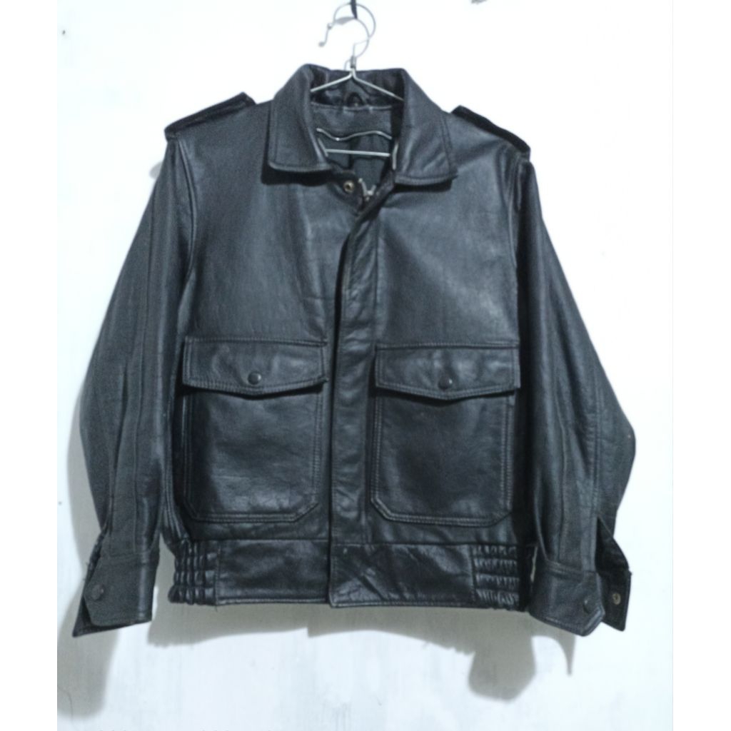 Jaket Bomber Kulit Leather Vintage