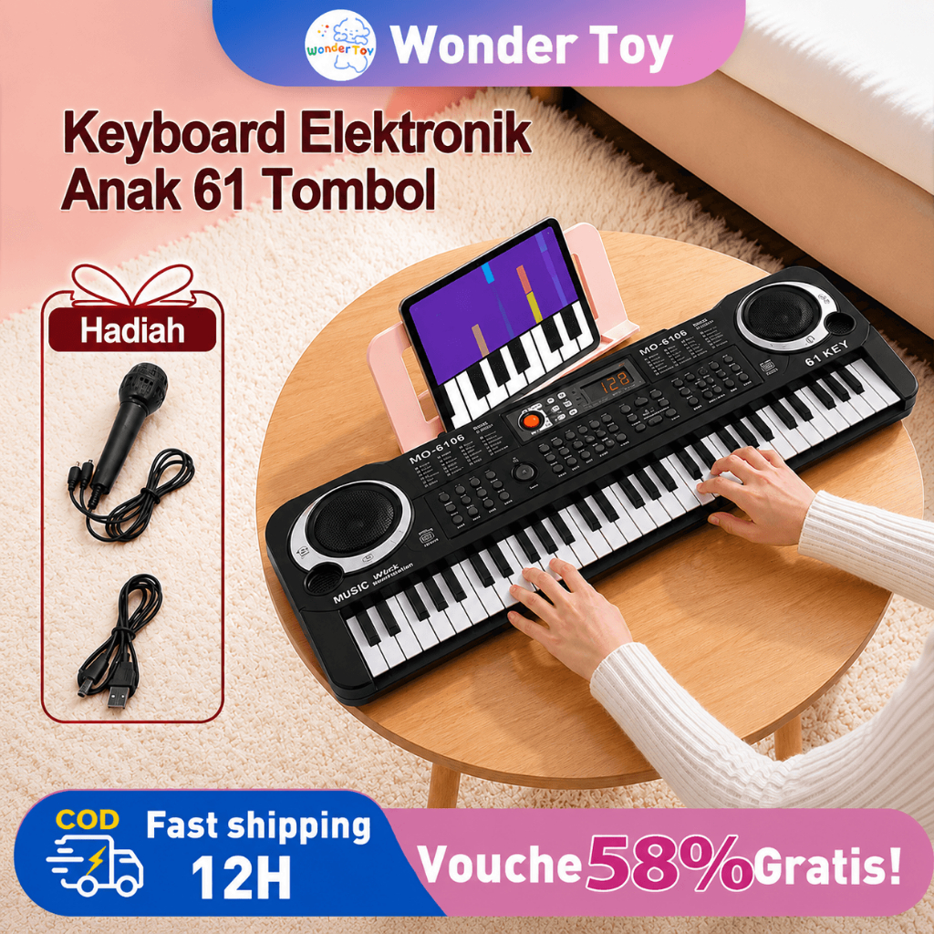 Piano 61keys piano keyboard Untuk Anak-anak Piano Elektronik Untuk Pemula piano portable Multifungsi