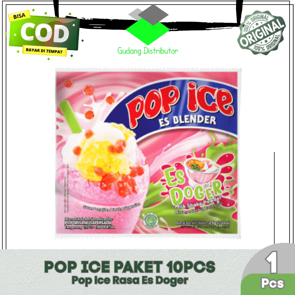 POP ICE MILK SHAKE POWDER RASA ES DOGER - POP ICE MINUMAN BUBUK RASA ES DOGER - MINUMAN INSTAN SACHE