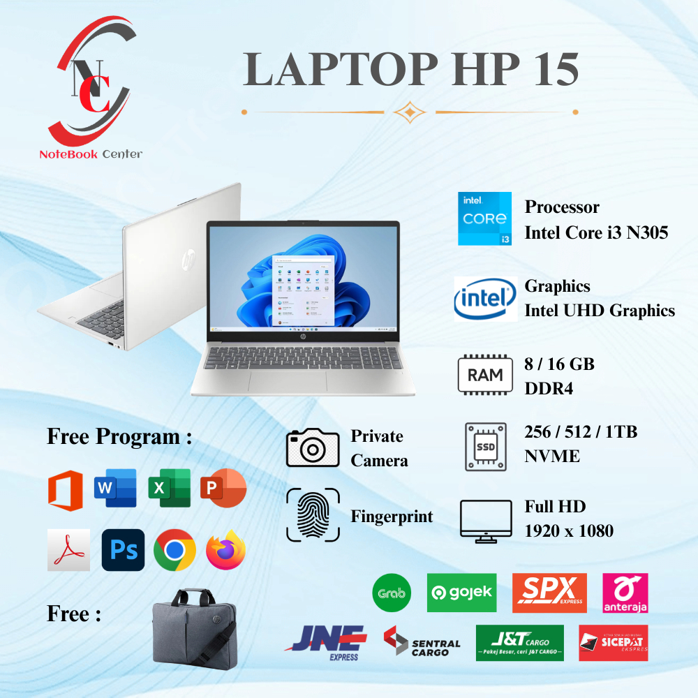 Laptop Baru Hp Intel Core i3 N305 dan Intel Core i3 1315u RAM 32GB SSD 1TB