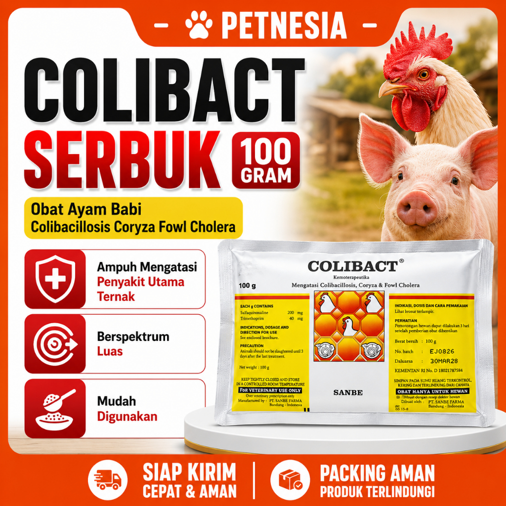 COLIBACT SERBUK 100 GRAM - Obat Ayam Babi Colibacillosis Coryza Fowl Cholera