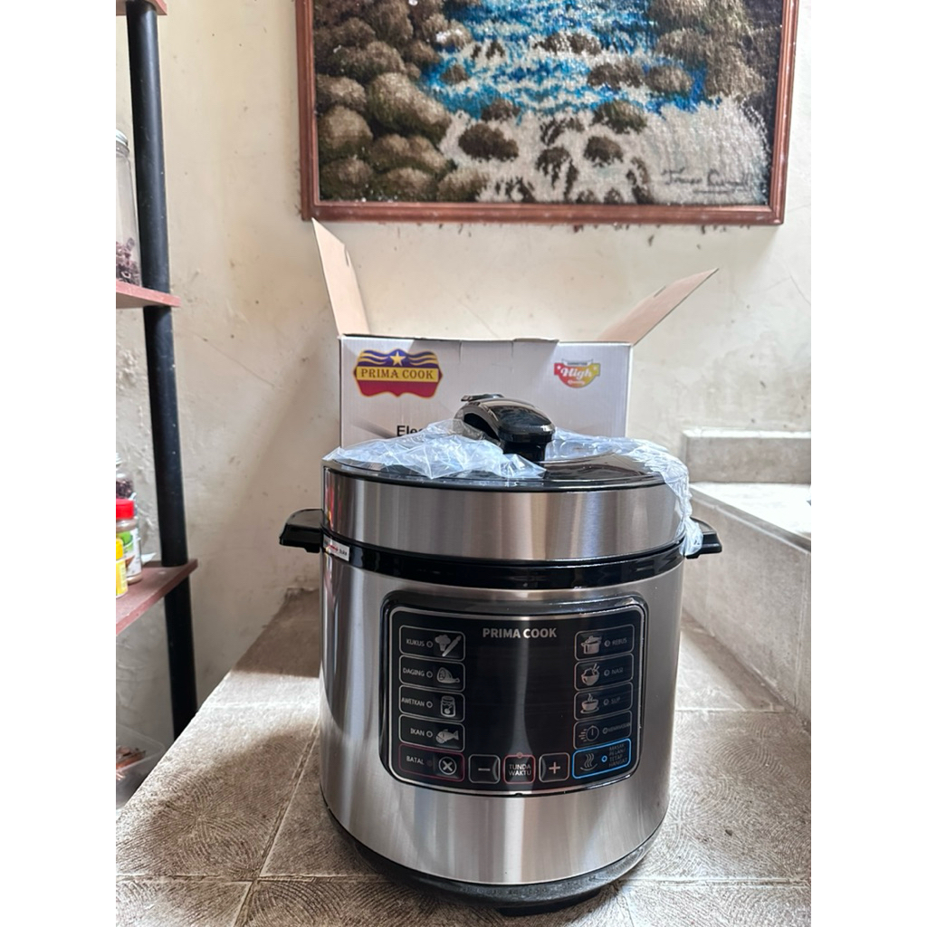 Panci Presto Listrik / Electric Pressure Cooker PRIMA COOK 6 Liter – Baru & Alat Lengkap