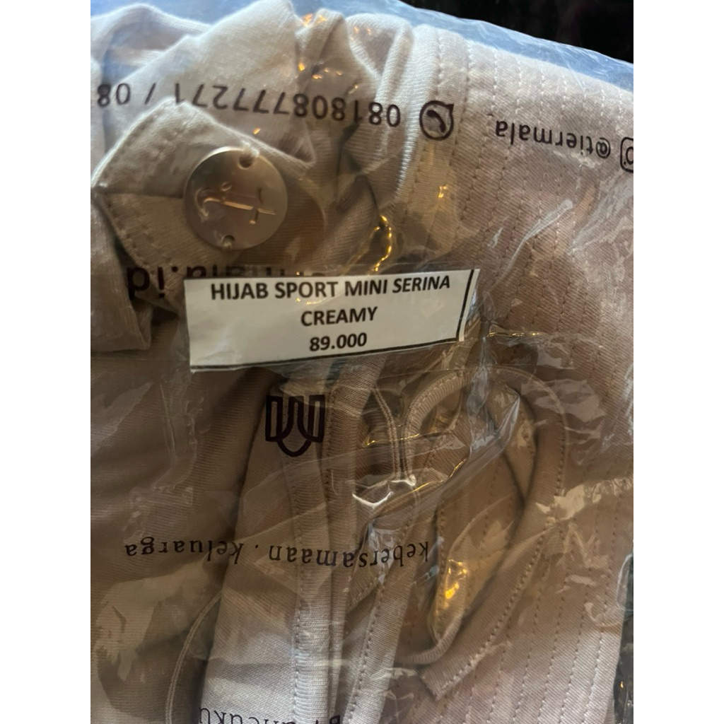 hijab olahraga, hijab sport mini serina by tiermala warna creamy