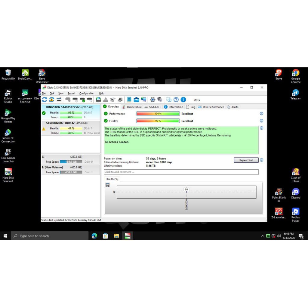 SSD Kingston 256gb  copotan