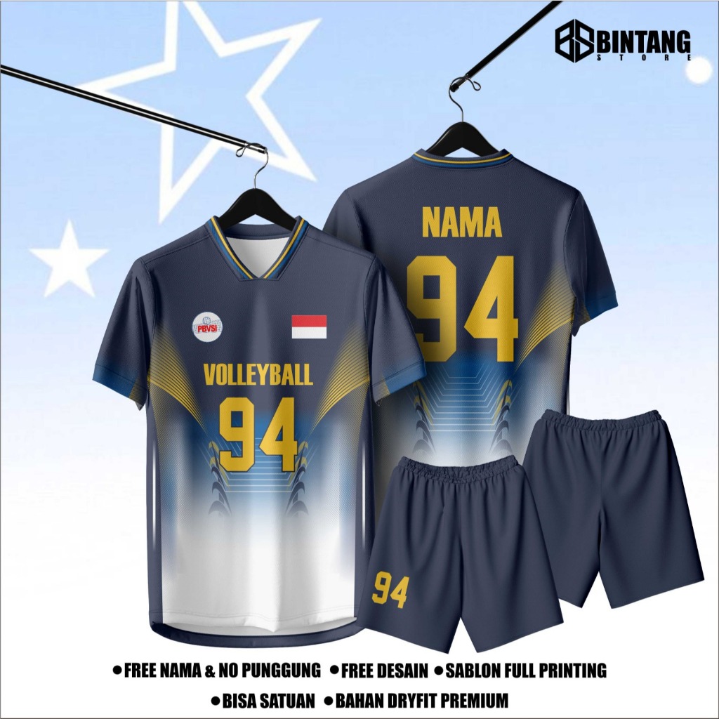 jersey volly baju volly baju volly pria wanita gratis nama nomor punggung