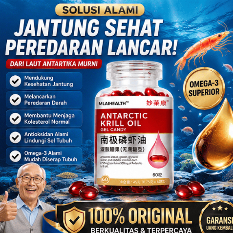 Minyak Krill Astaxanthin 60 Kapsul - Membantu Menurunkan Kolesterol Kapsul Omega 3 Astaxanthin