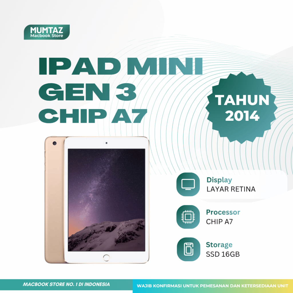 iPad Mini Gen 3 2014 Storage 16GB