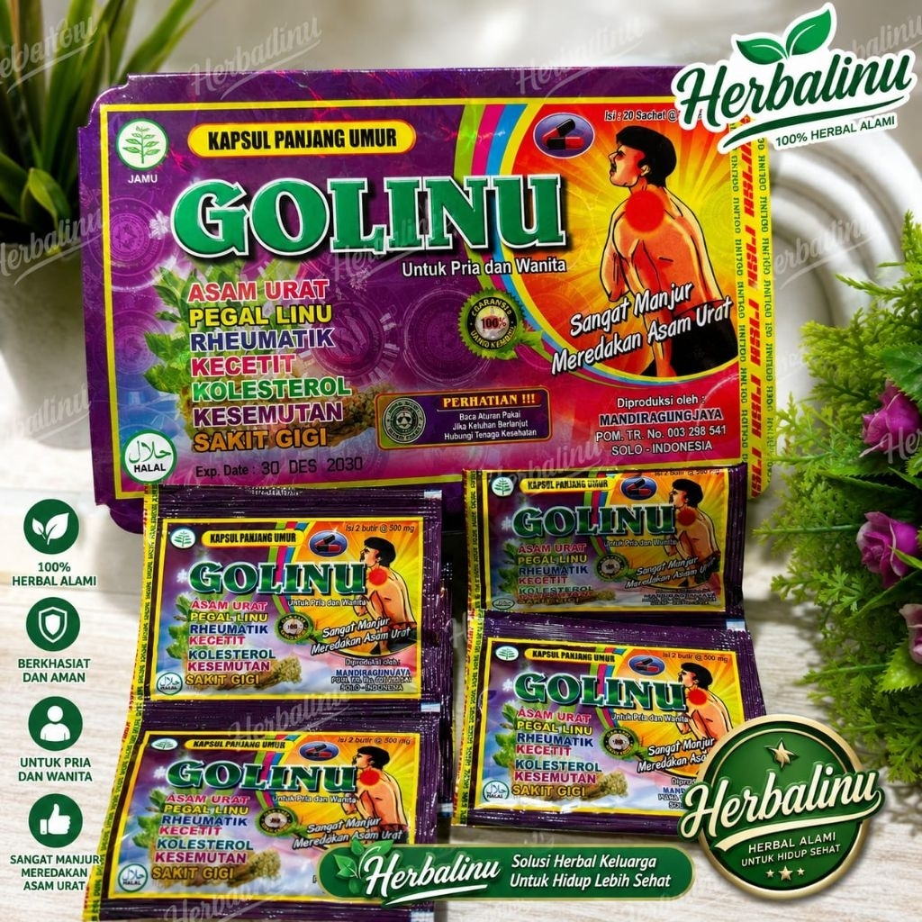 Golinu Herbal 100 % original 1 hanger/renceng isi 20 sachet