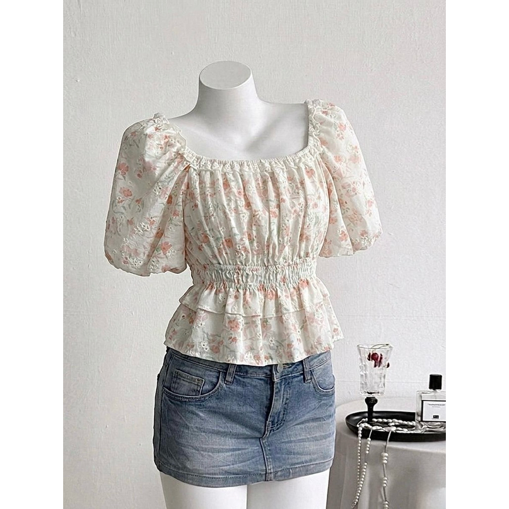 Square Neck Puff Sleeve Top