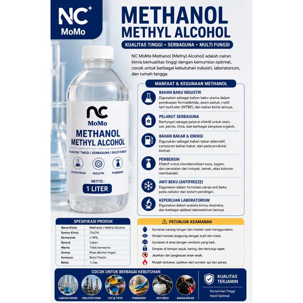 Pelarut | Metanol | Methyl Pure 99,9% | Metanol Murni Murah | Methanol Teknis | Alkohol Metyl 70% - 