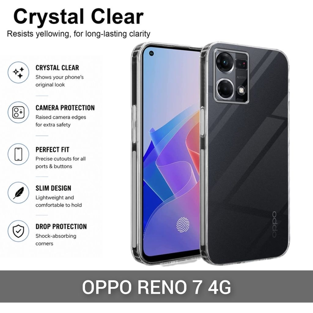 Case Oppo Reno 7 4G Crystal Clear Case Transparan Sofcase Casing Silikon