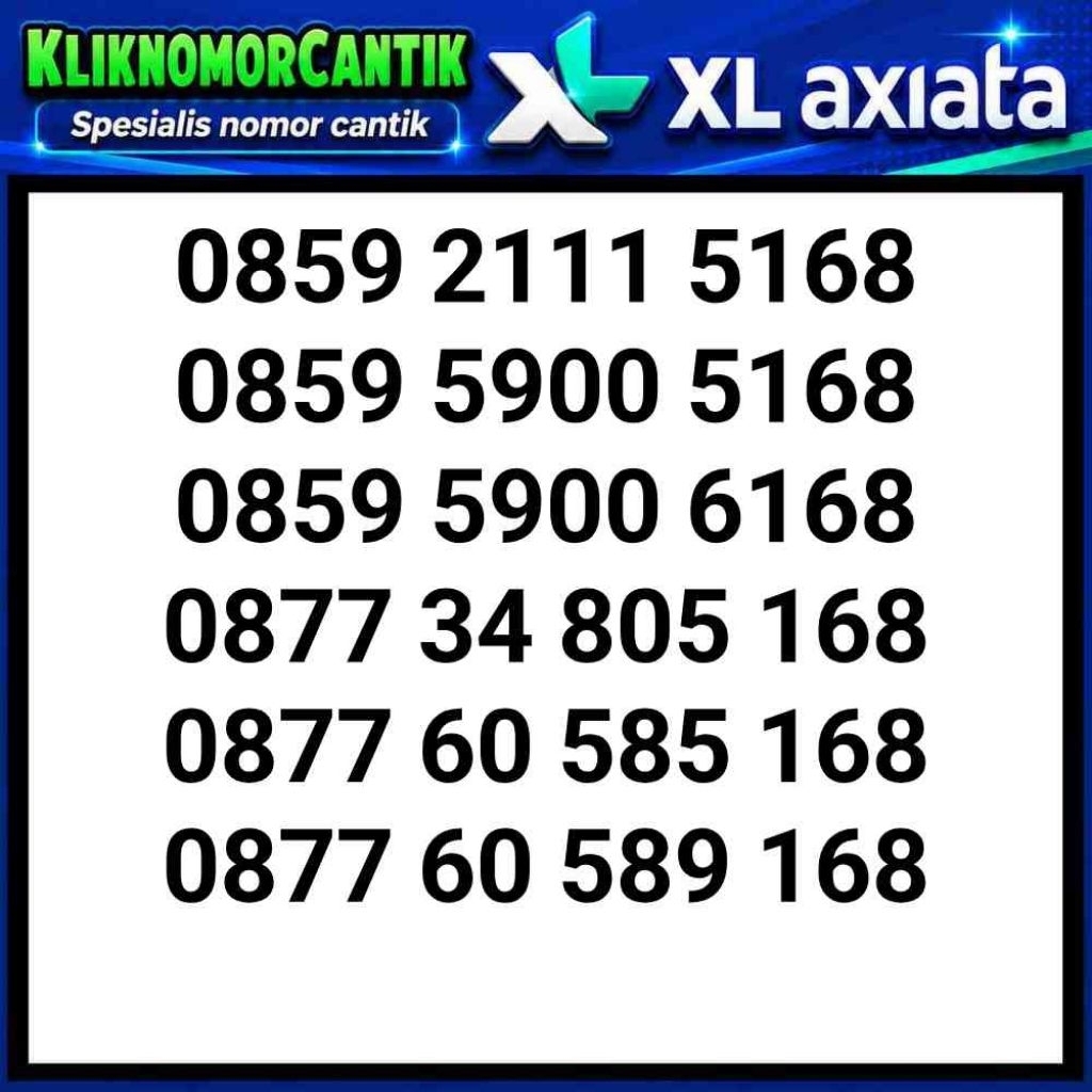 nomor cantik XL 168 XL Axiata 4G&5G A2