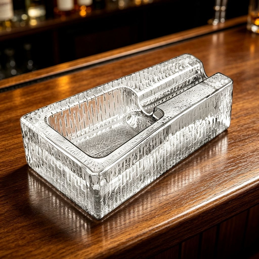 Premium Glass Cigar ashtray Single rest asbak cerutu