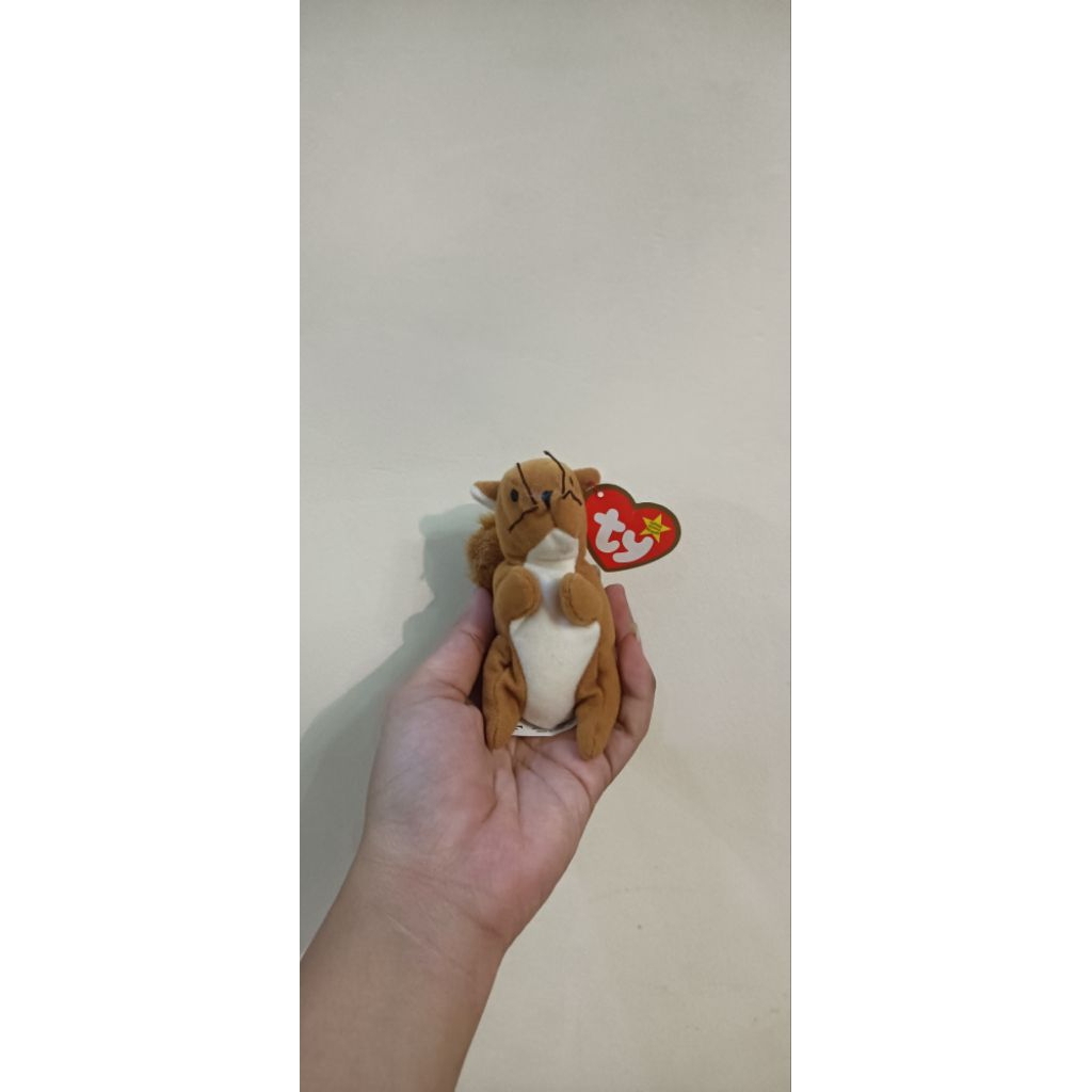 Boneka Kecil Bulir Vintage Jadul Nuts The Squirrel Ori Ty Beanie Baby