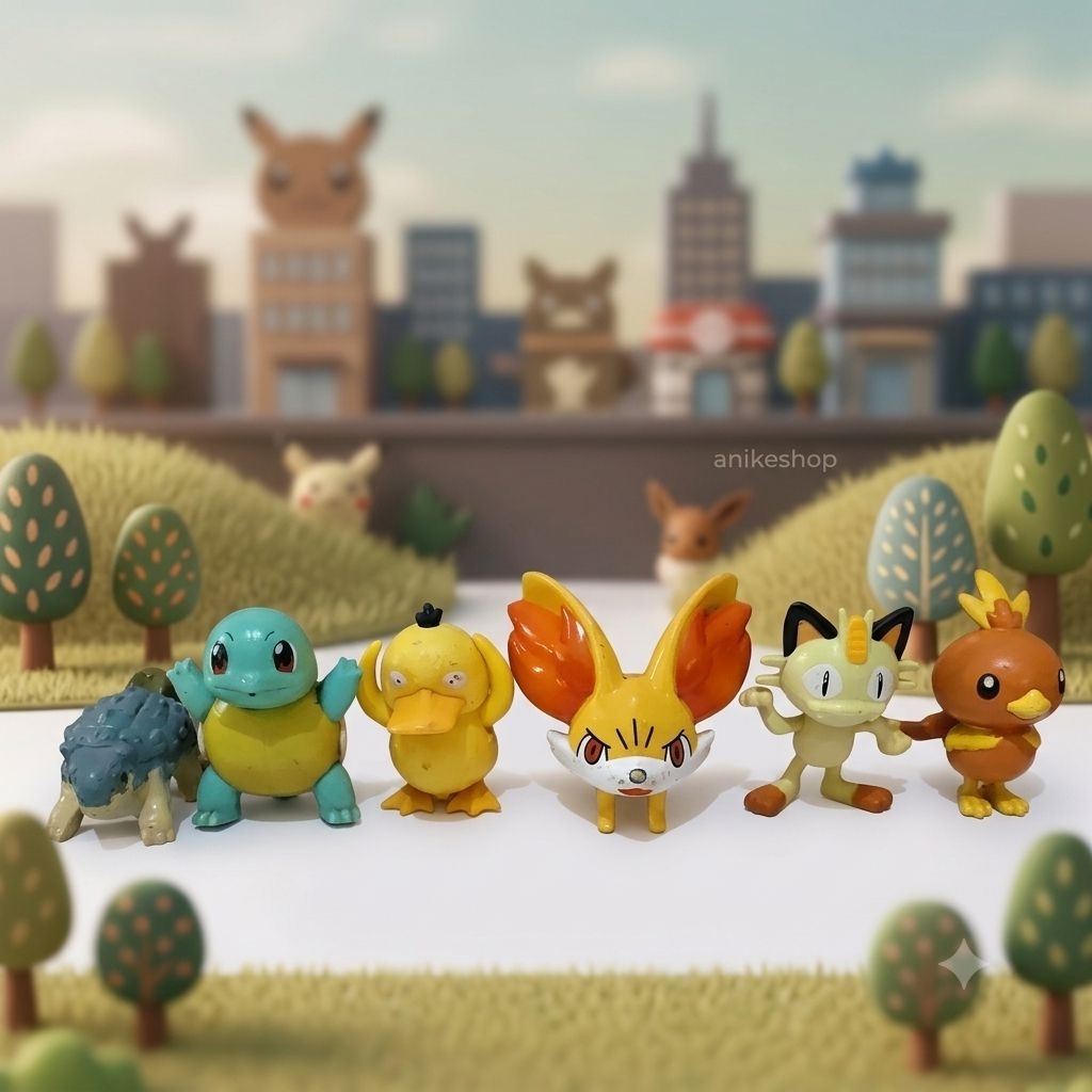 mainan mcd pokemon figur pokemon psyduck squirtle fennekin meow shieldon torchick