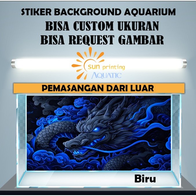 Stiker Background Aquarium Naga warna